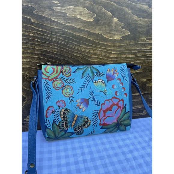 Anuschka Handbags - Anna‎ Anuschka Hand Painted Leather Crossbody Bag Butterfly Garden Floral